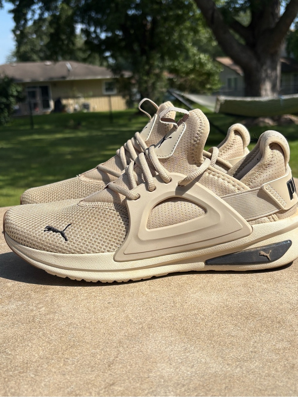 Puma Men’s Sand/Taupe Mesh Runner Sneakers